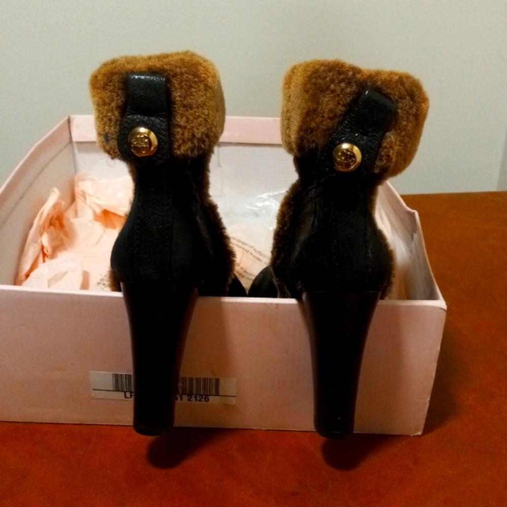 Tory Burch Black and Brown Ankle Booties